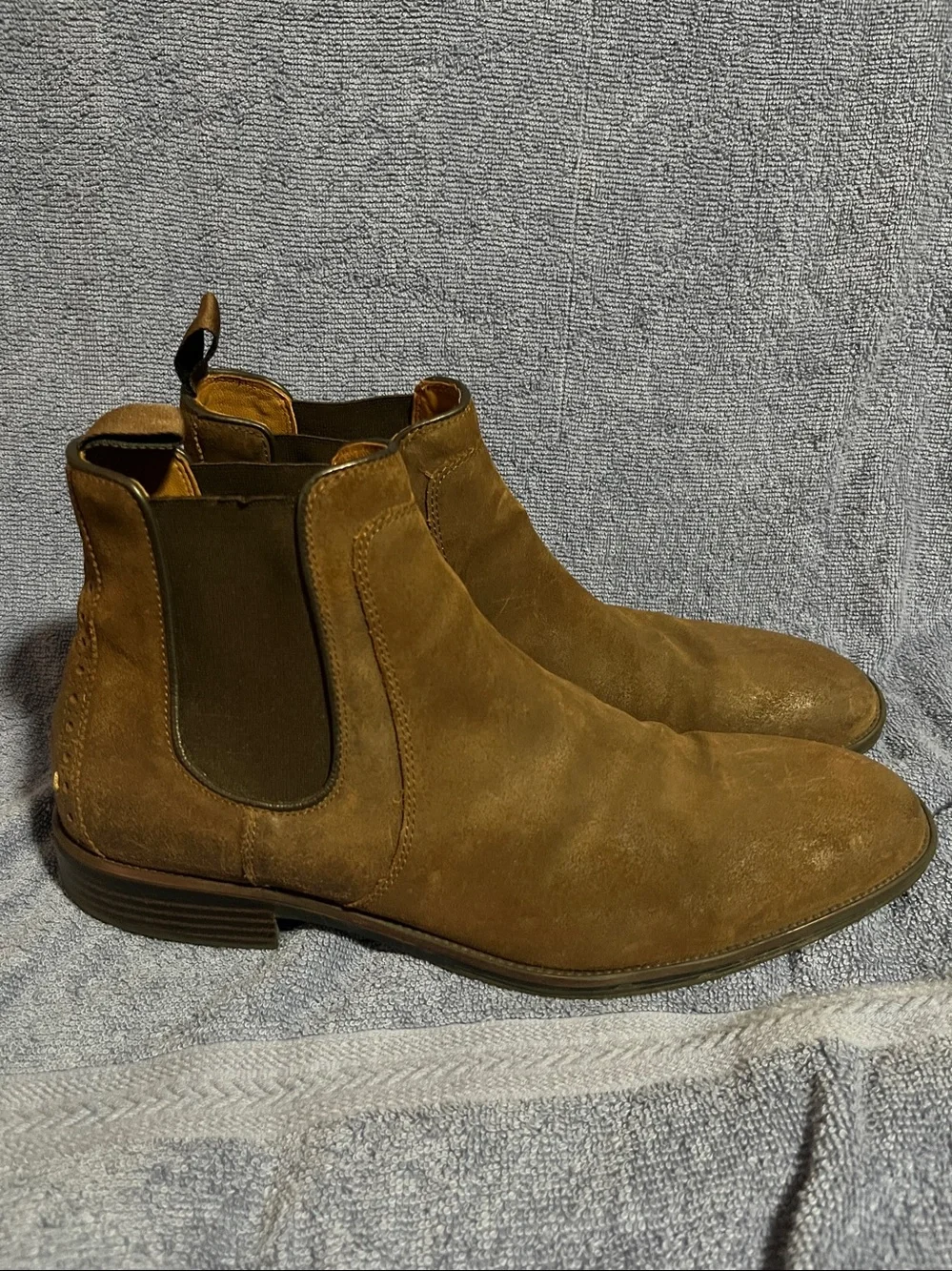 Johnston & Murphy Henrick Chelsea Boot Tan Waxed Suede Sz 11M